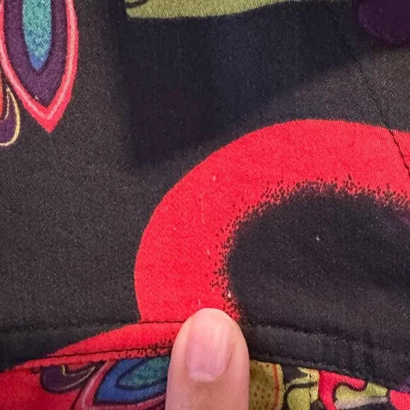 Chico's Women's Black Vibrant Cotton Blend Boho Blazer Size 2, US Large Retro - Picture 10 of 13